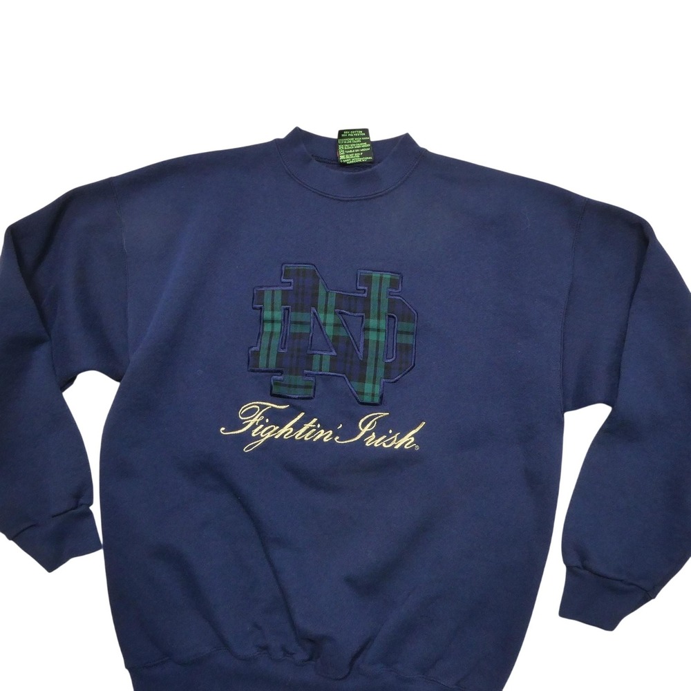 Vintage Notre Dame Fighting Irish Sweatshirt Mens Large Blue NCAA Football TSI